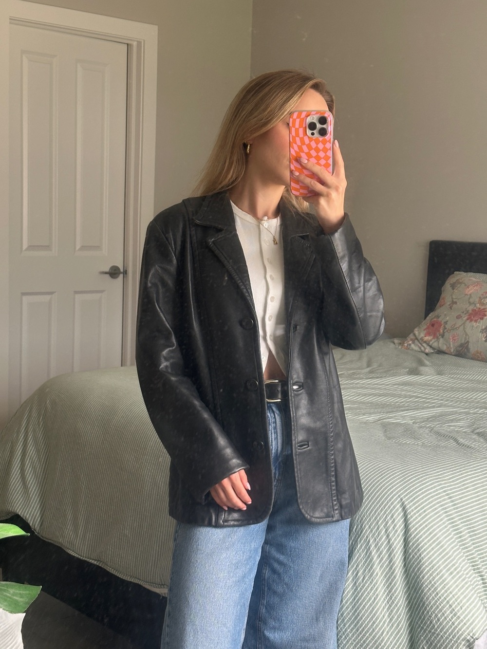 Danier - Oversized Black Genuine Leather Jacket